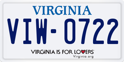 VA license plate VIW0722