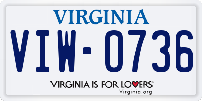 VA license plate VIW0736
