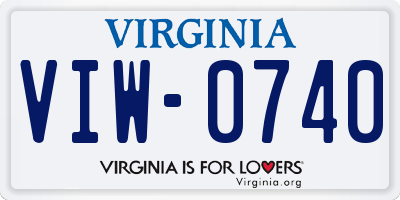 VA license plate VIW0740
