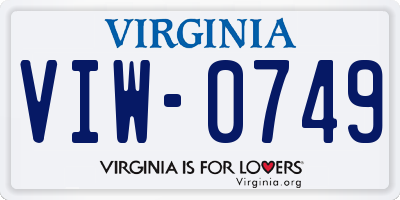 VA license plate VIW0749