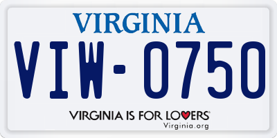 VA license plate VIW0750