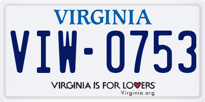VA license plate VIW0753