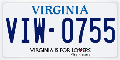 VA license plate VIW0755