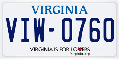 VA license plate VIW0760