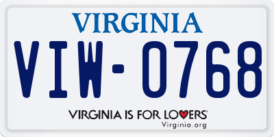 VA license plate VIW0768