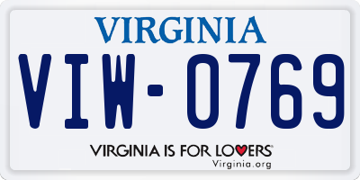 VA license plate VIW0769