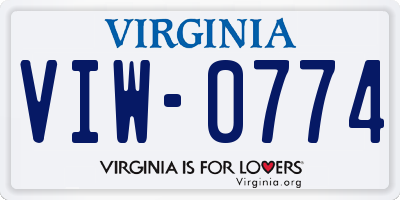 VA license plate VIW0774