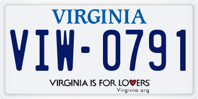 VA license plate VIW0791