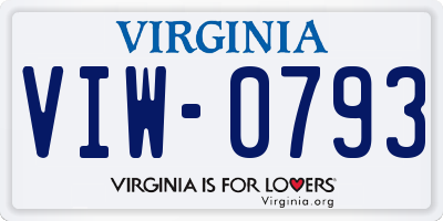 VA license plate VIW0793