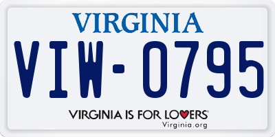 VA license plate VIW0795