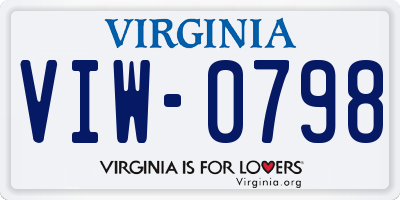 VA license plate VIW0798