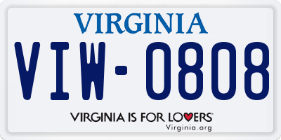 VA license plate VIW0808
