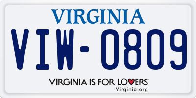 VA license plate VIW0809