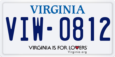 VA license plate VIW0812
