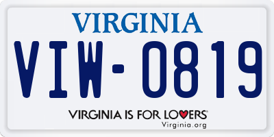 VA license plate VIW0819