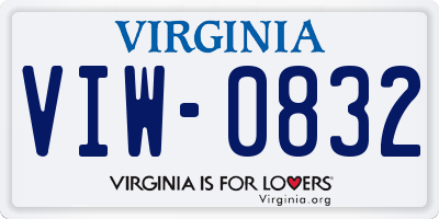 VA license plate VIW0832