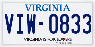 VA license plate VIW0833