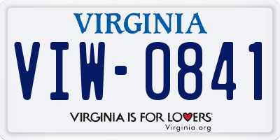 VA license plate VIW0841