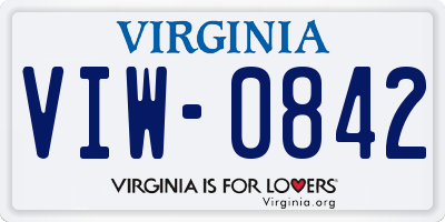 VA license plate VIW0842