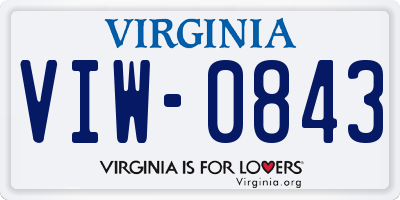 VA license plate VIW0843