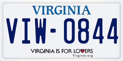 VA license plate VIW0844