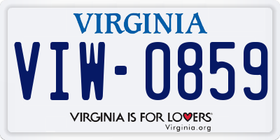 VA license plate VIW0859