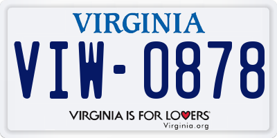 VA license plate VIW0878