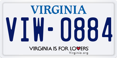 VA license plate VIW0884