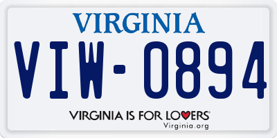 VA license plate VIW0894