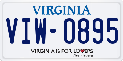 VA license plate VIW0895