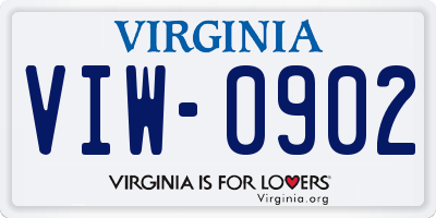 VA license plate VIW0902