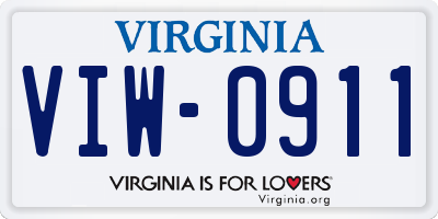 VA license plate VIW0911