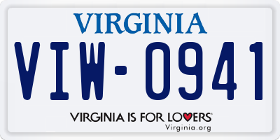 VA license plate VIW0941