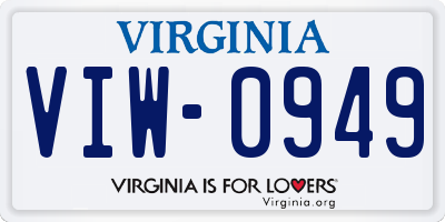 VA license plate VIW0949