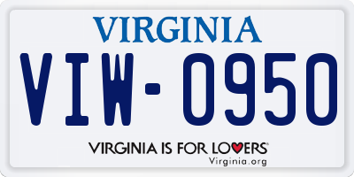 VA license plate VIW0950