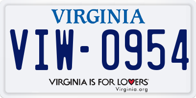 VA license plate VIW0954