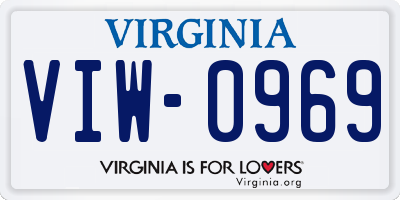 VA license plate VIW0969