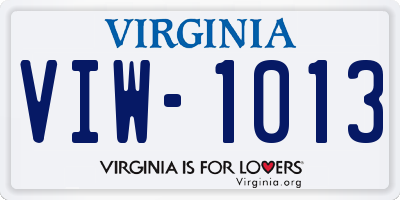VA license plate VIW1013