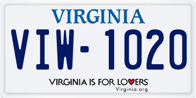 VA license plate VIW1020
