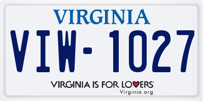 VA license plate VIW1027