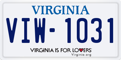 VA license plate VIW1031