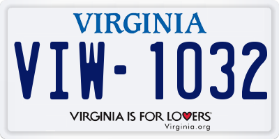 VA license plate VIW1032