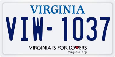 VA license plate VIW1037