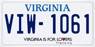 VA license plate VIW1061