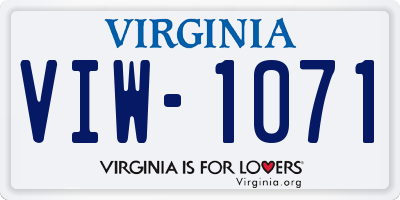 VA license plate VIW1071