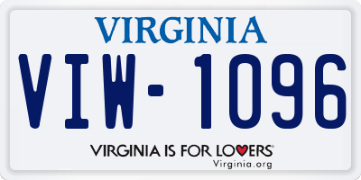 VA license plate VIW1096