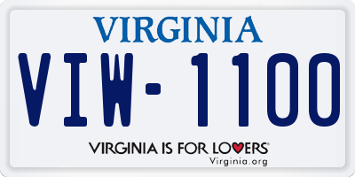VA license plate VIW1100