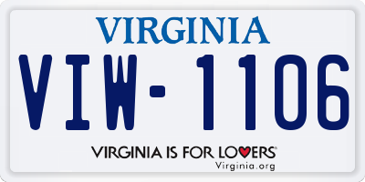 VA license plate VIW1106
