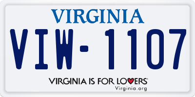 VA license plate VIW1107