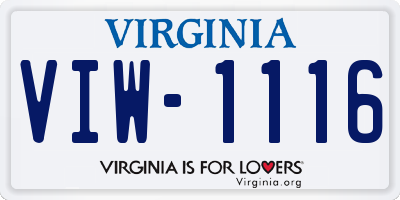 VA license plate VIW1116